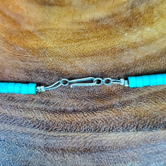 Southwest Native American Style Turquoise dyed howlite statement necklace 32" - Picture 6 of 10